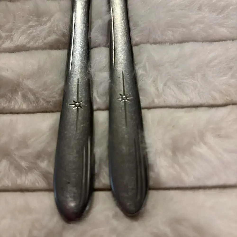 Pair of 2 Vintage Oneida Twin Star Stainless Dinner Knives 8.25